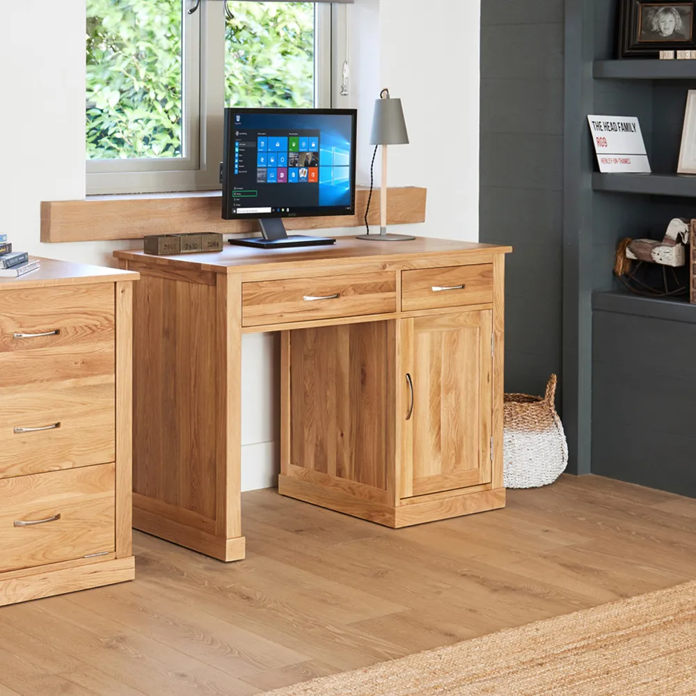 Mobel Single Door Computer Desk with Drawer - Brown, Oak