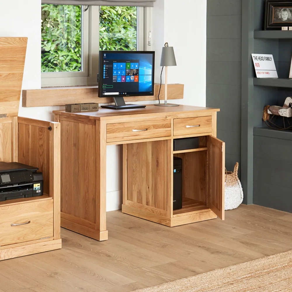 Mobel Single Door Computer Desk with Drawer - Brown, Oak