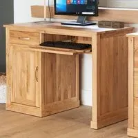 Mobel Single Door Computer Desk with Drawer - Brown, Oak