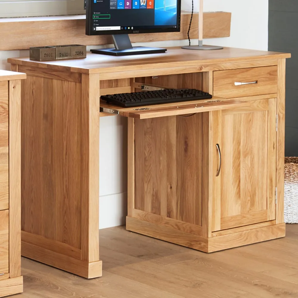 Mobel Single Door Computer Desk with Drawer - Brown, Oak image