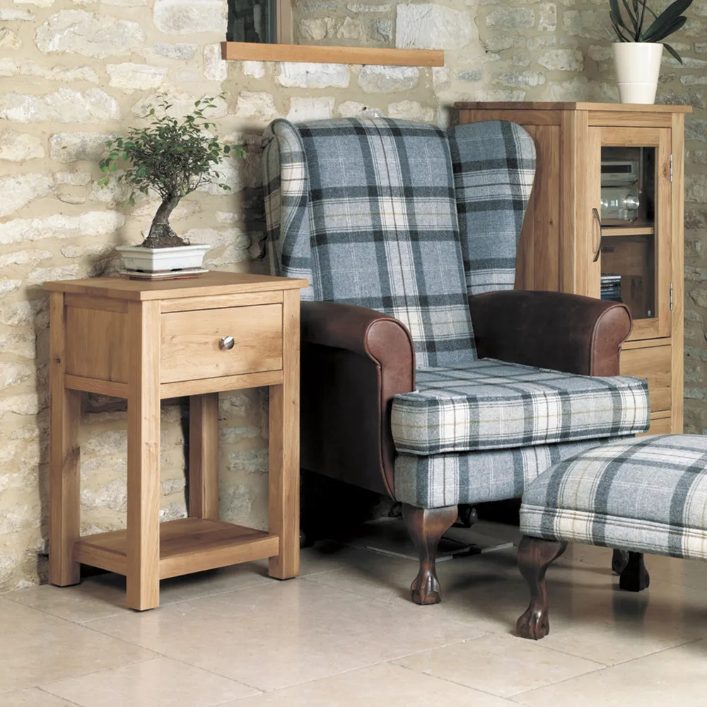 Mobel Single Drawer Lamp Table - Brown, Oak