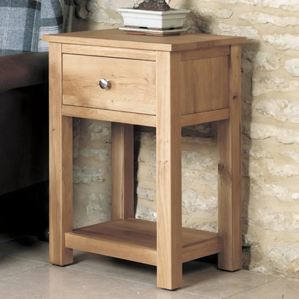 Mobel Single Drawer Lamp Table - Brown, Oak image