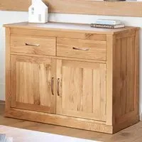Mobel Small Sideboard with 2 Doors 2 Drawers - Brown, Oak