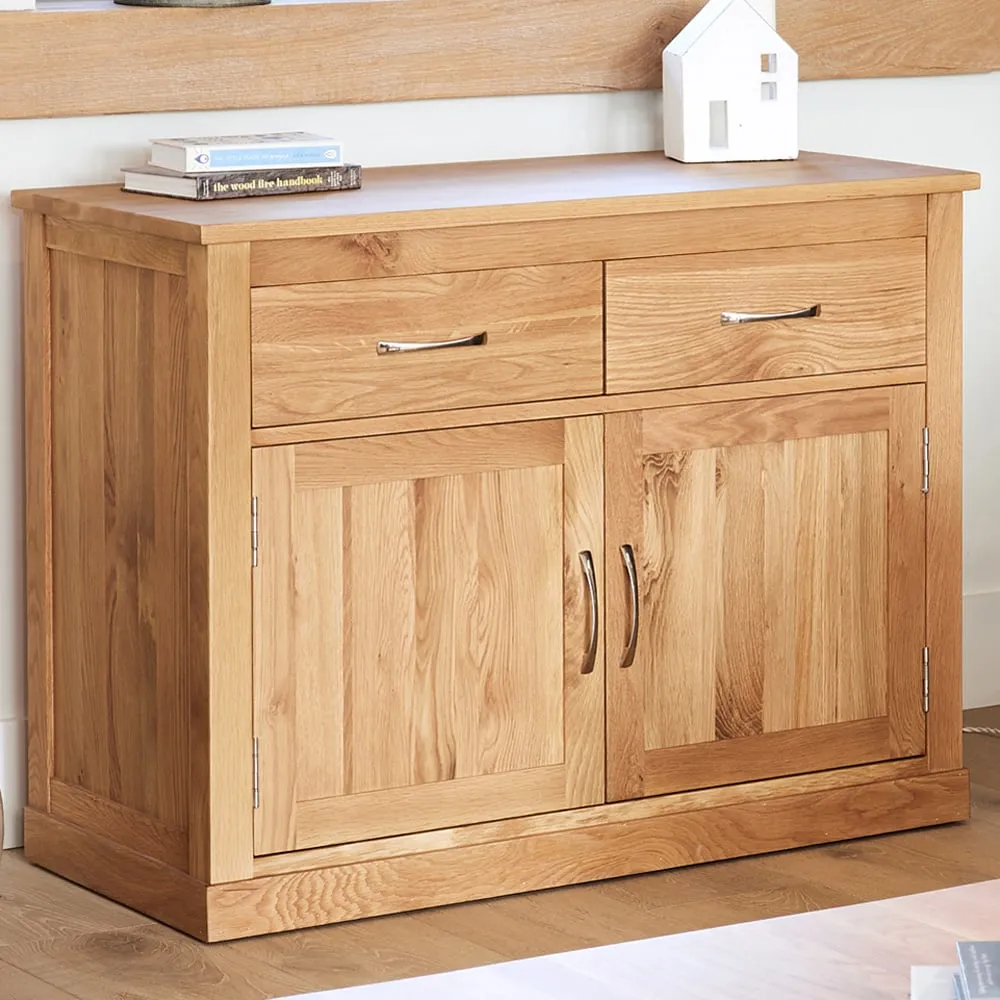 Mobel Small Sideboard with 2 Doors 2 Drawers - Brown, Oak image