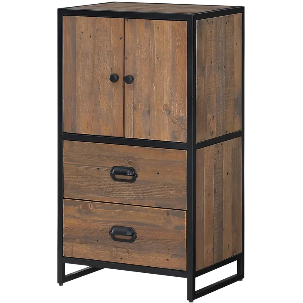 Ooki 2 Door 2 Drawer Modular Medium Cupboard - Brown, Reclaimed Wood