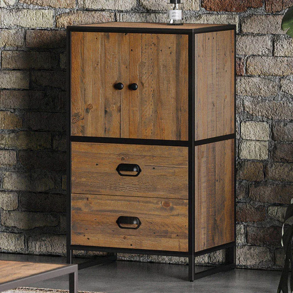 Ooki 2 Door 2 Drawer Modular Medium Cupboard - Brown, Reclaimed Wood