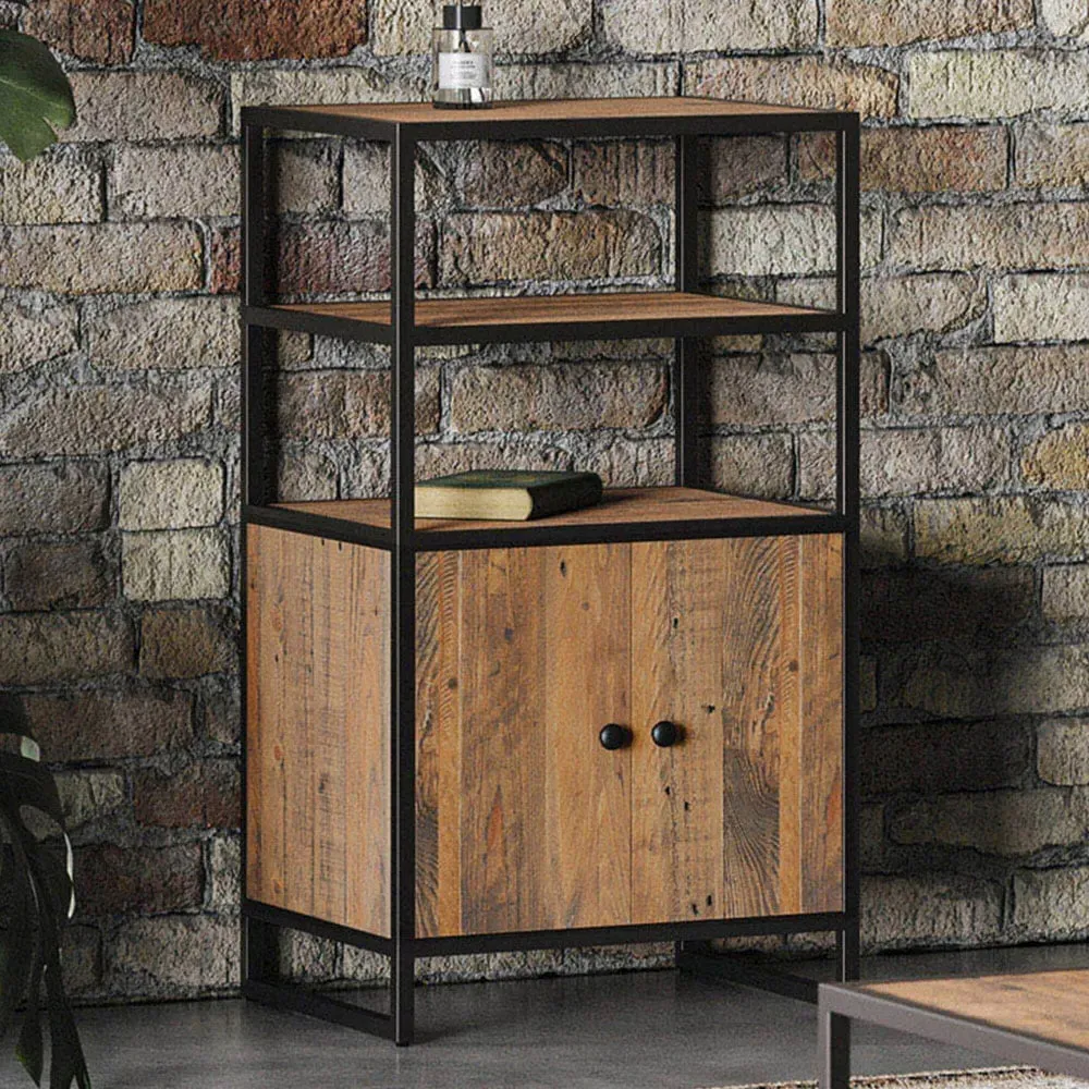 Ooki 2 Door 2 Shelf Modular Medium Cupboard - Brown, Reclaimed Wood