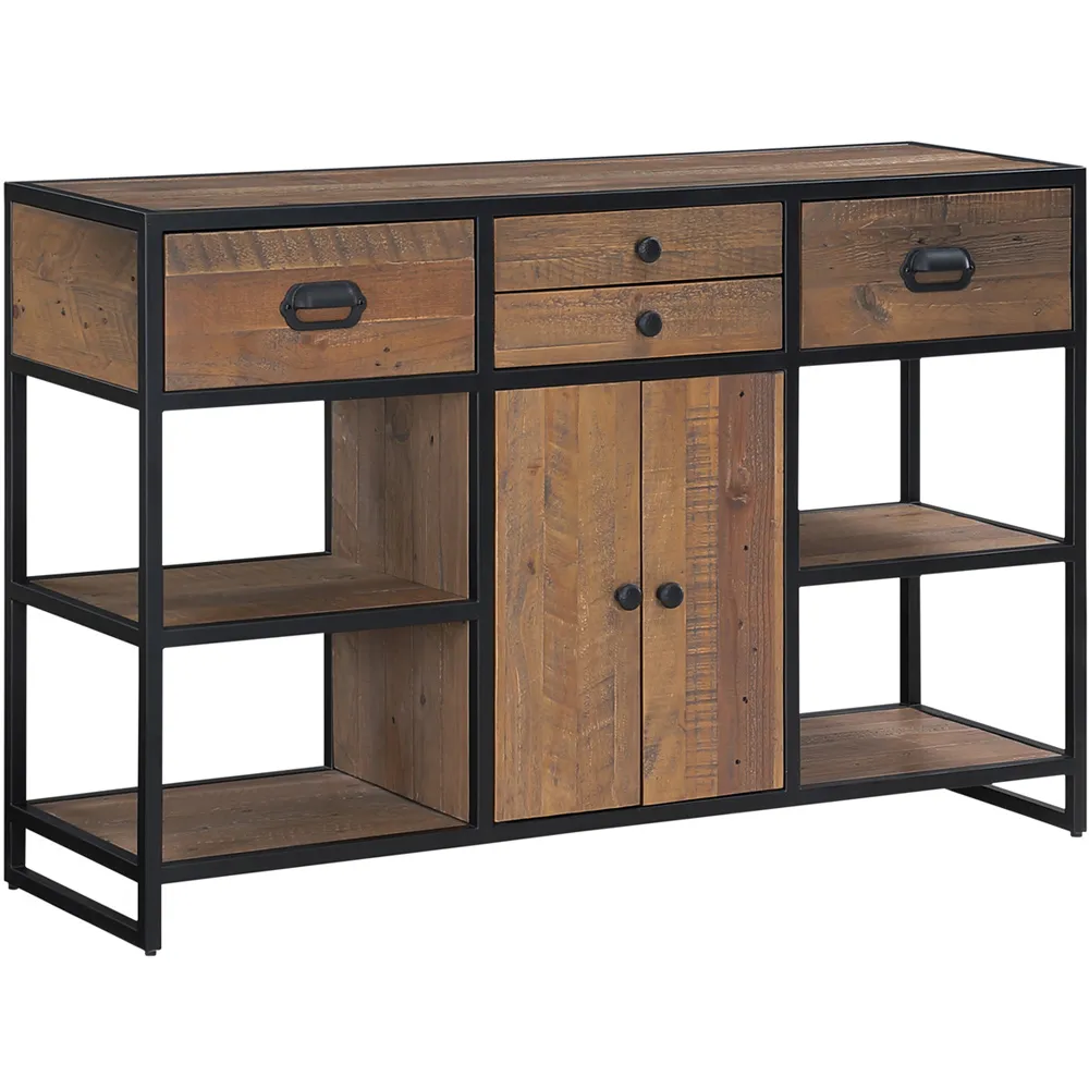 Ooki 2 Door 4 Drawer Large Console Table - Brown, Reclaimed Wood