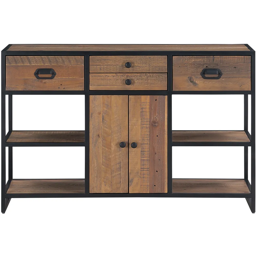 Ooki 2 Door 4 Drawer Large Console Table - Brown, Reclaimed Wood