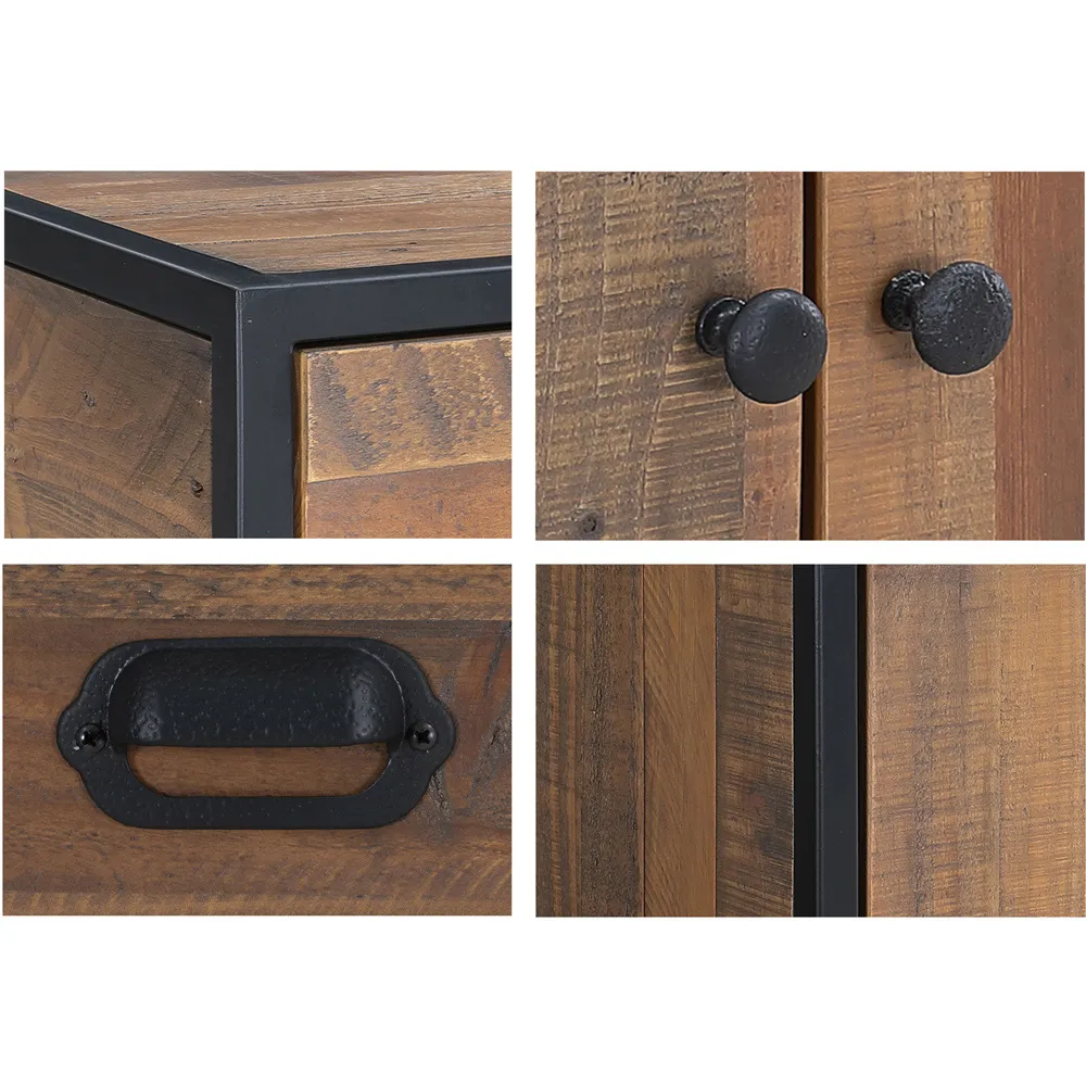 Ooki 2 Door Modular Low Cupboard - Brown, Reclaimed Wood