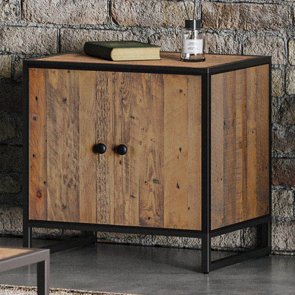 Ooki 2 Door Modular Low Cupboard - Brown, Reclaimed Wood image