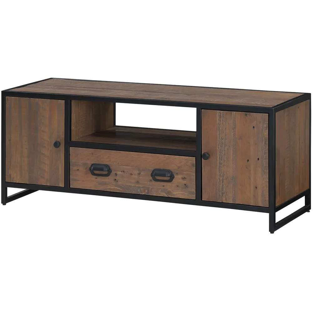 Ooki 2 Door Single Drawer Large TV Cabinet - Brown, Reclaimed Wood