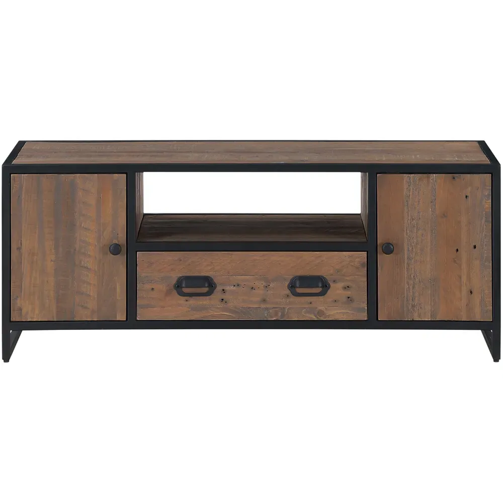 Ooki 2 Door Single Drawer Large TV Cabinet - Brown, Reclaimed Wood