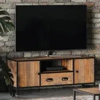 Ooki 2 Door Single Drawer Large TV Cabinet - Brown, Reclaimed Wood