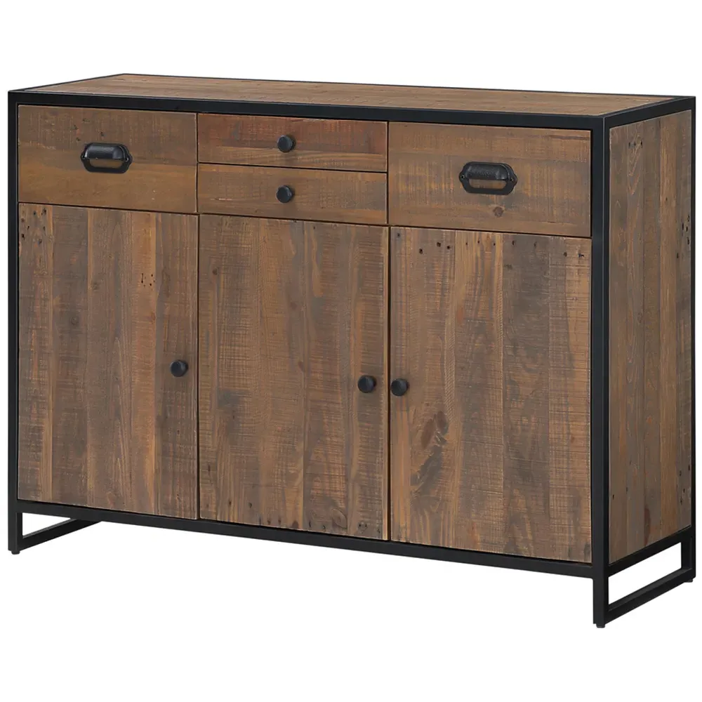 Ooki 3 Door 4 Drawer Sideboard - Brown, Reclaimed Wood