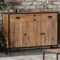 Ooki 3 Door 4 Drawer Sideboard - Brown, Reclaimed Wood