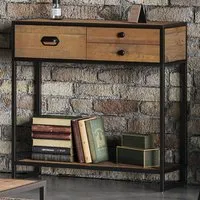 Ooki 3 Drawer Console Table with Shelf - Brown, Reclaimed Wood