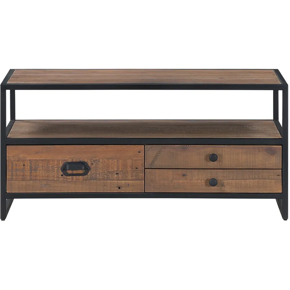 Ooki 3 Drawer TV Cabinet - Brown, Reclaimed Wood