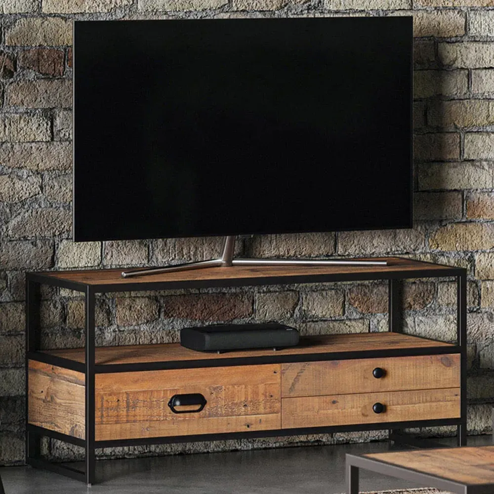 Ooki 3 Drawer TV Cabinet - Brown, Reclaimed Wood image