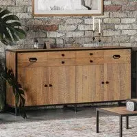 Ooki 4 Door 6 Drawer Sideboard - Brown, Reclaimed Wood