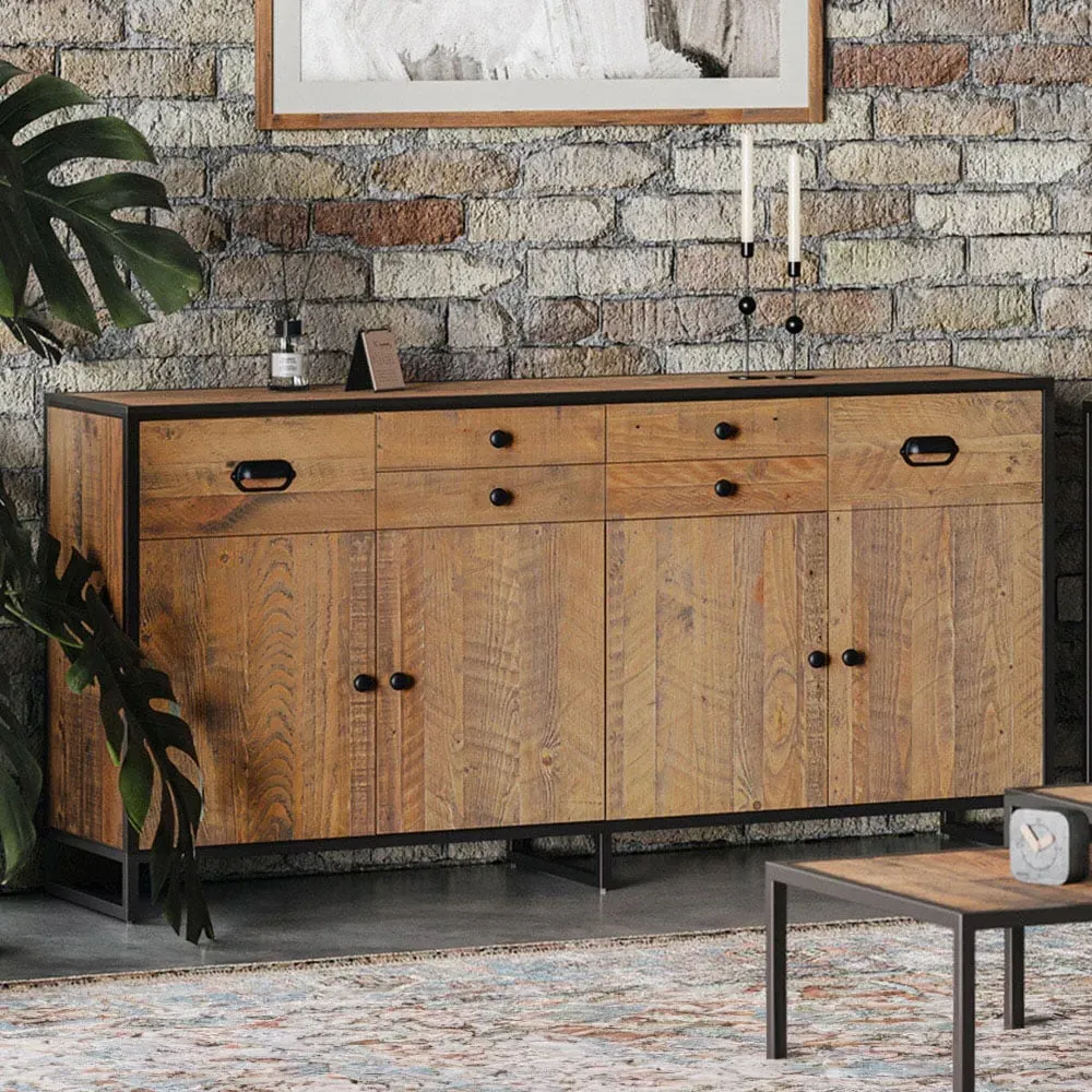 Ooki 4 Door 6 Drawer Sideboard - Brown, Reclaimed Wood image