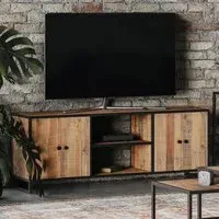 Ooki 4 Door Extra Large TV Cabinet - Brown, Reclaimed Wood