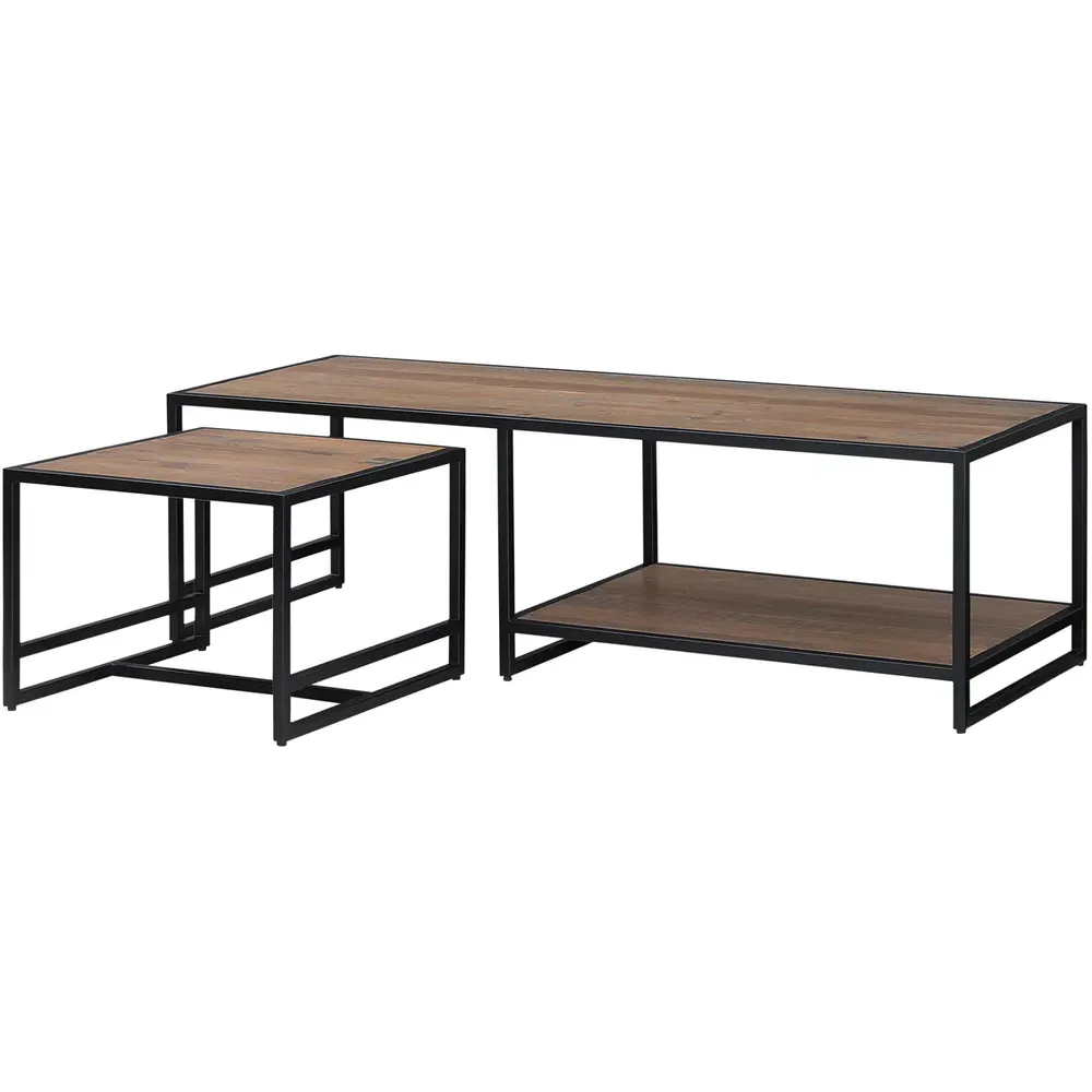 Ooki Coffee Table with Nesting Side Table - Brown, Reclaimed Wood