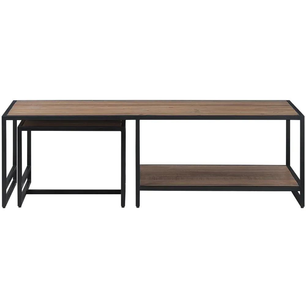 Ooki Coffee Table with Nesting Side Table - Brown, Reclaimed Wood