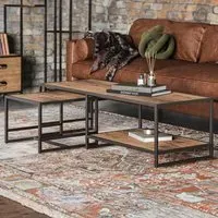 Ooki Coffee Table with Nesting Side Table - Brown, Reclaimed Wood