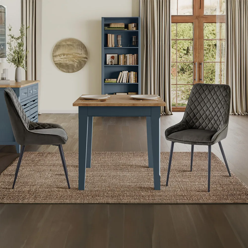 Signature 2-Seater Square Dining Table - Blue, Oak