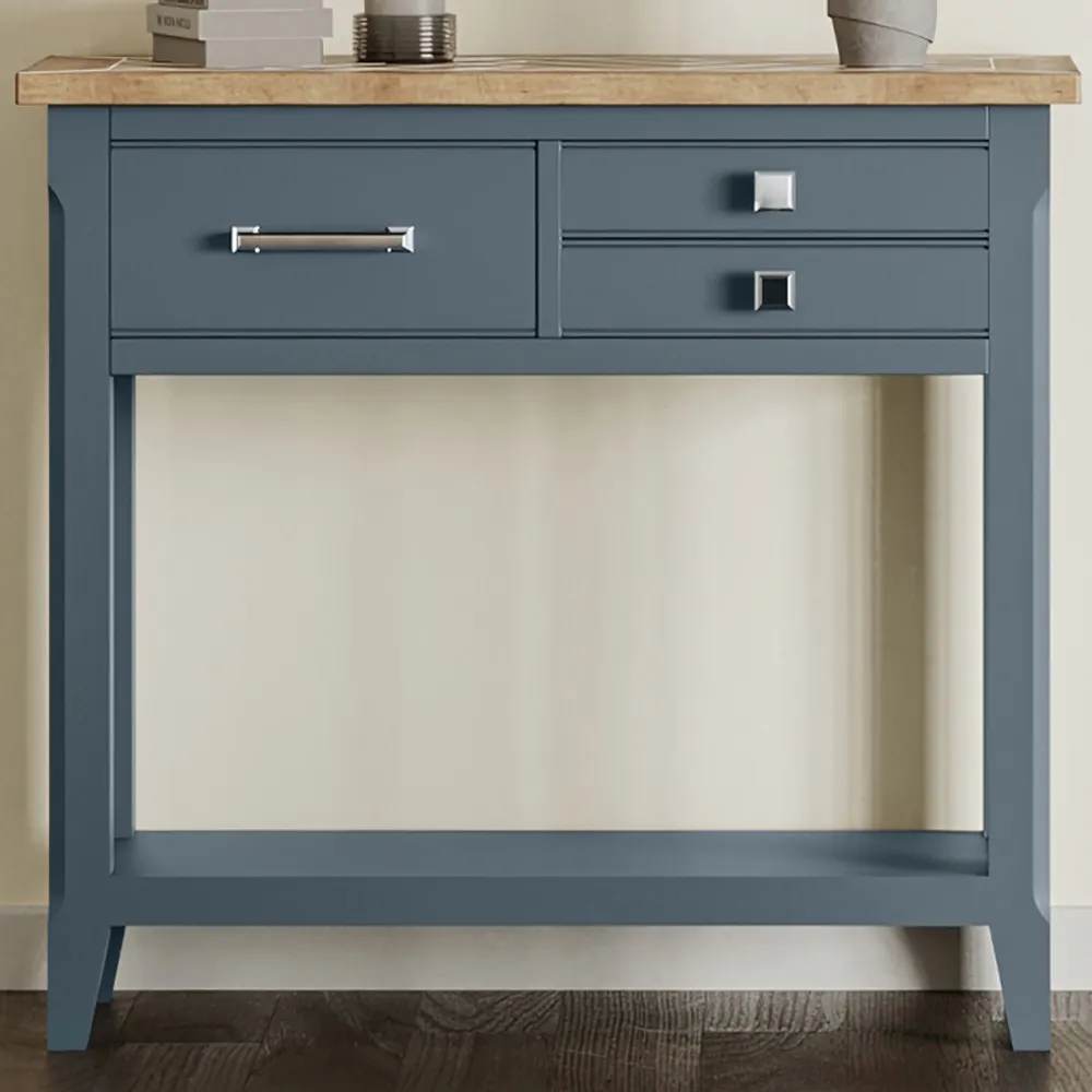 Signature 3 Drawer Console Table - Blue, Oak
