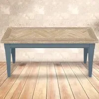 Signature 3 Seater Dining Bench - Blue, Oak