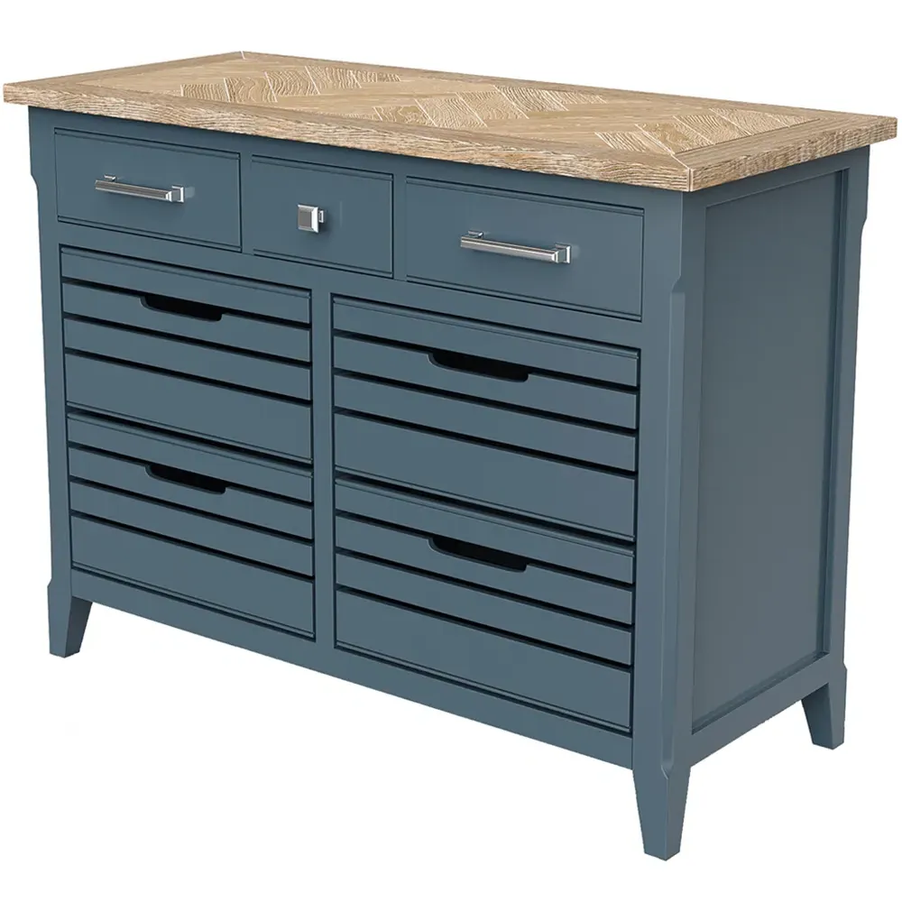 Signature 7 Drawer Sideboard - Blue, Oak