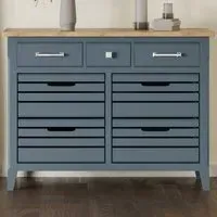 Signature 7 Drawer Sideboard - Blue, Oak