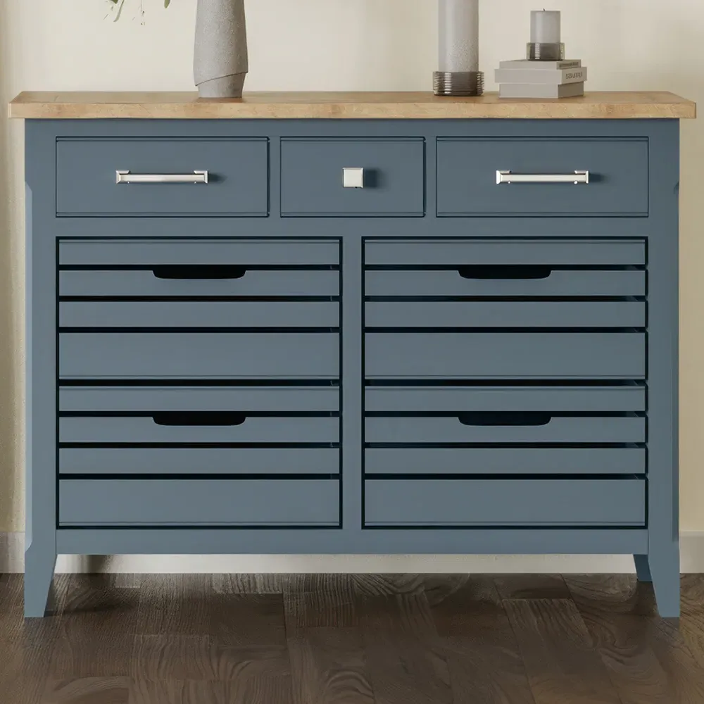 Signature 7 Drawer Sideboard - Blue, Oak