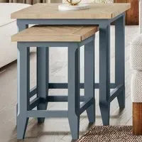 Signature Nest of Tables Set of 2 - Blue, Oak