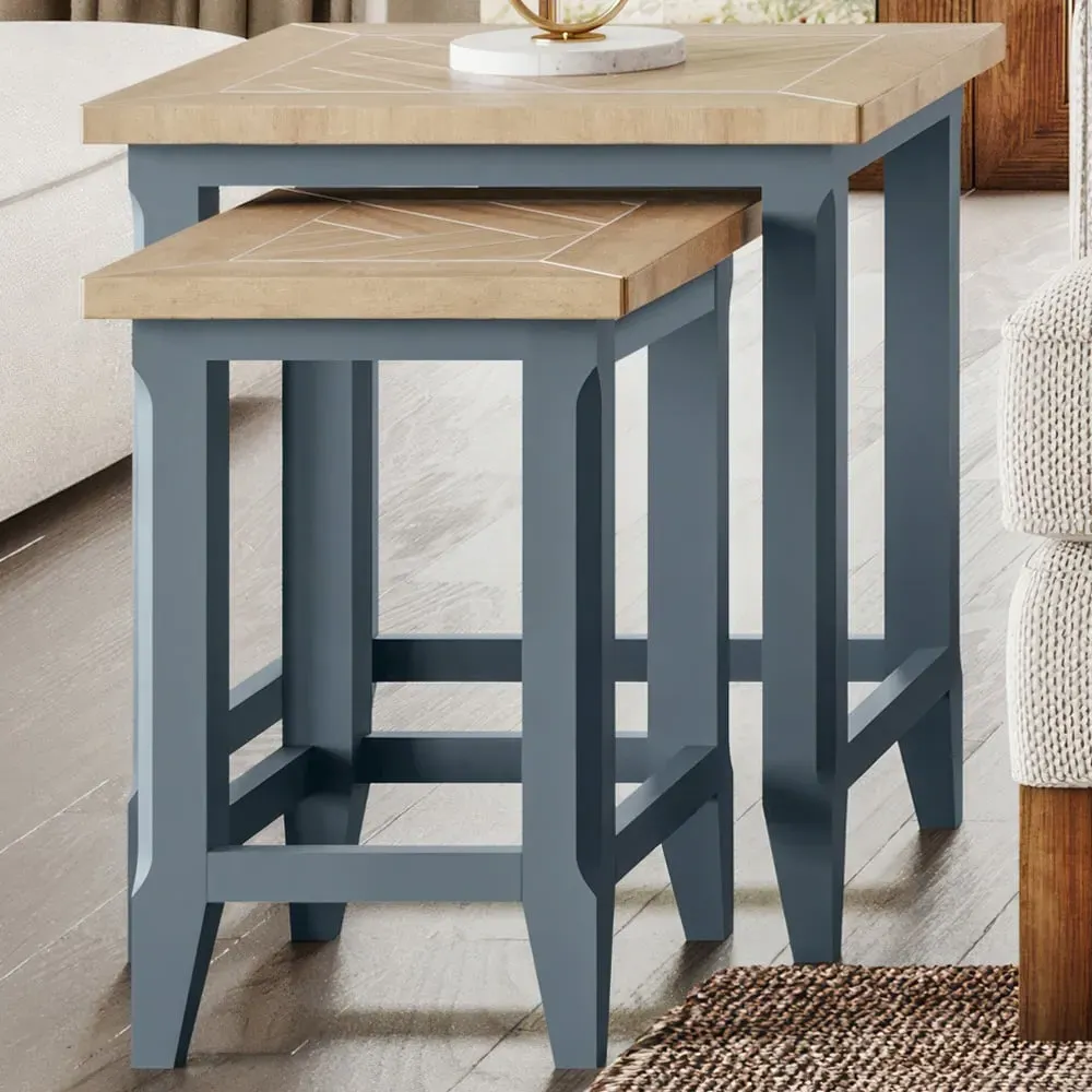Signature Nest of Tables Set of 2 - Blue, Oak