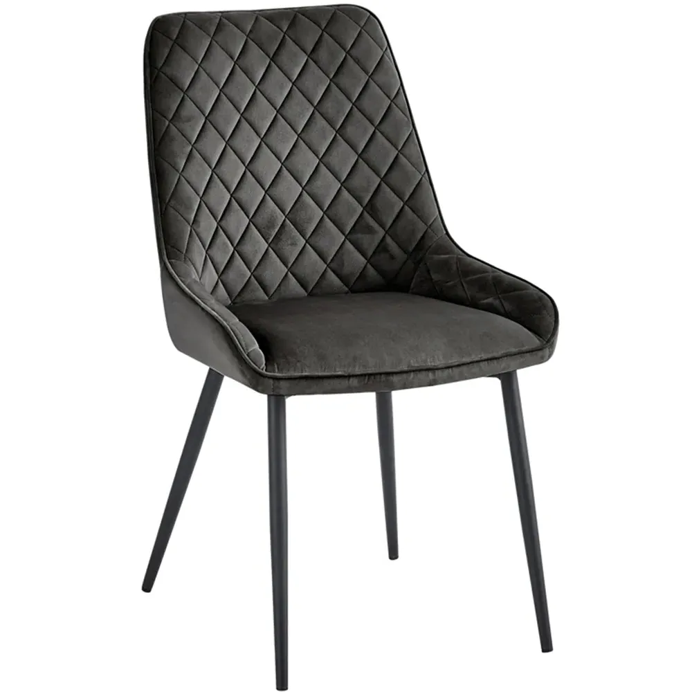 Signature Set of 2 Dining Chairs - Grey, Velvet