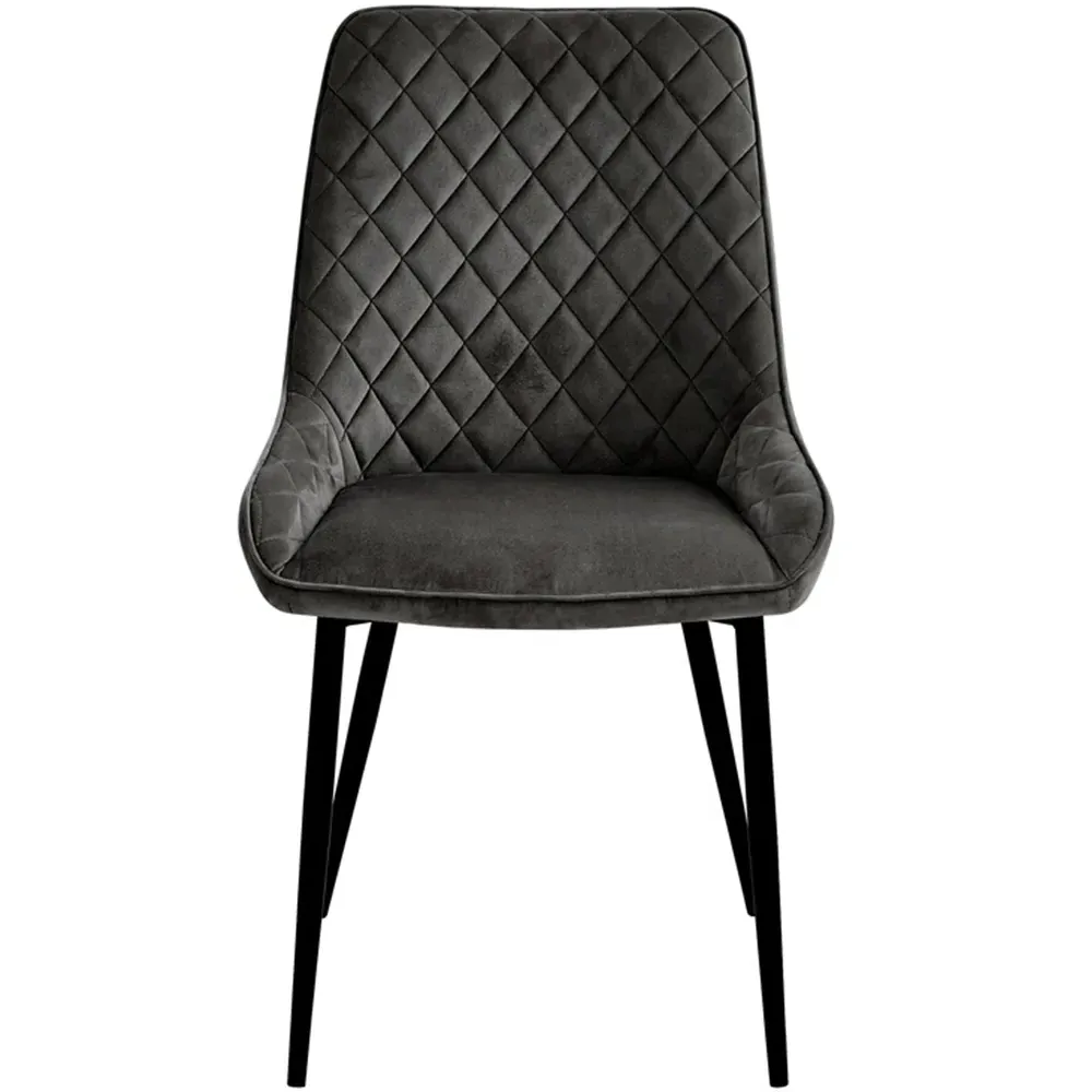 Signature Set of 2 Dining Chairs - Grey, Velvet