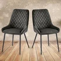 Signature Set of 2 Dining Chairs - Grey, Velvet