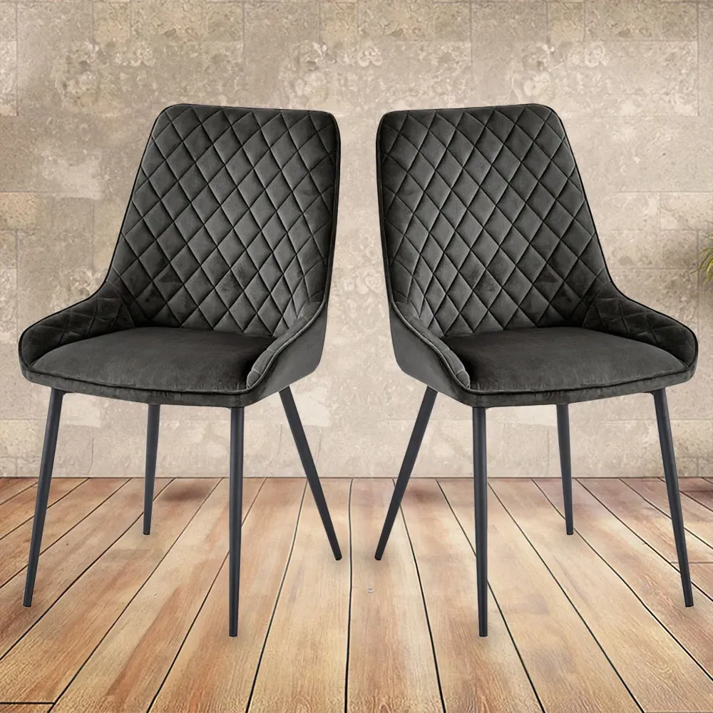 Signature Set of 2 Dining Chairs - Grey, Velvet image
