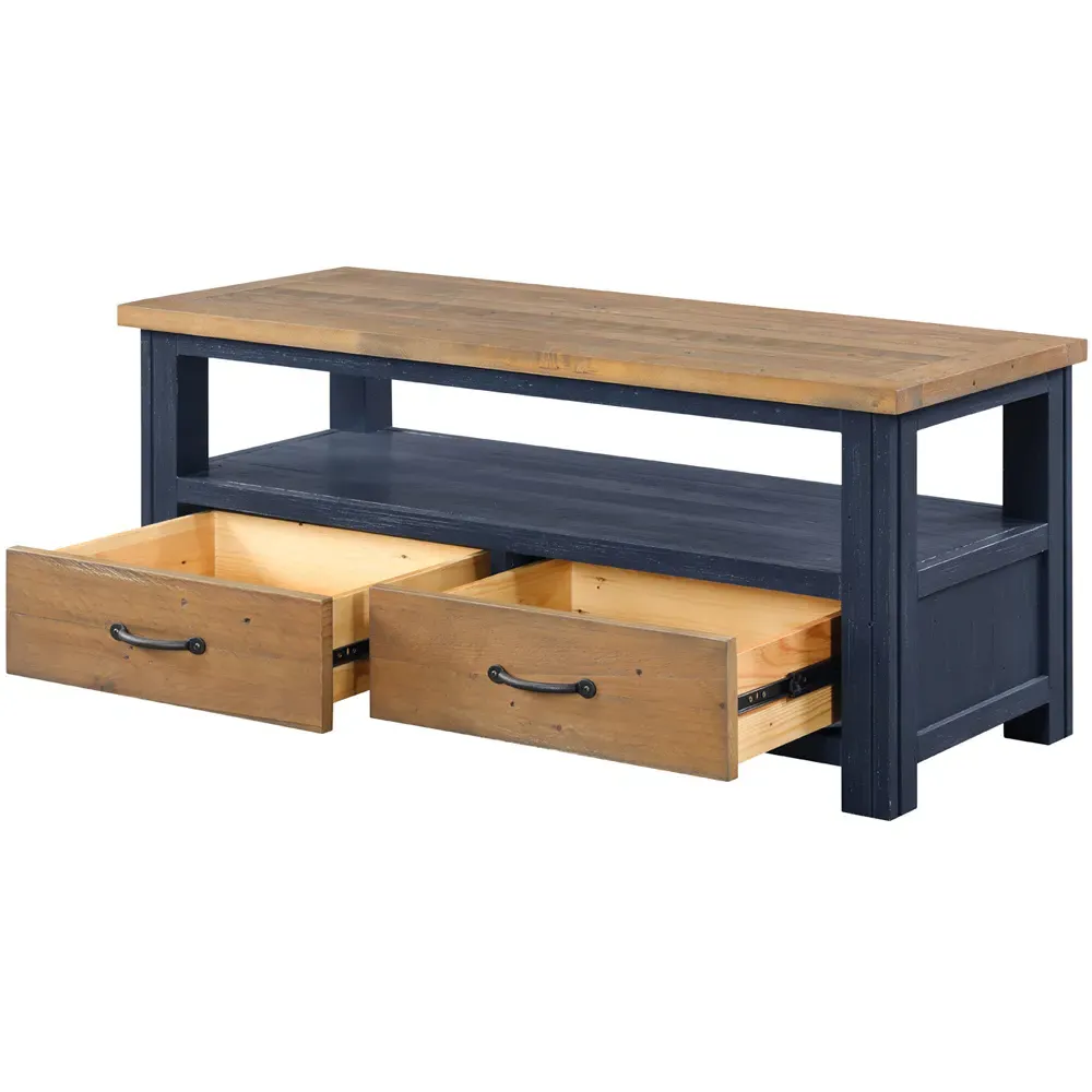 Splash of Blue 2 Drawer Widescreen TV Cabinet - Blue, Wood