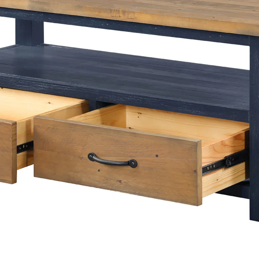 Splash of Blue 2 Drawer Widescreen TV Cabinet - Blue, Wood