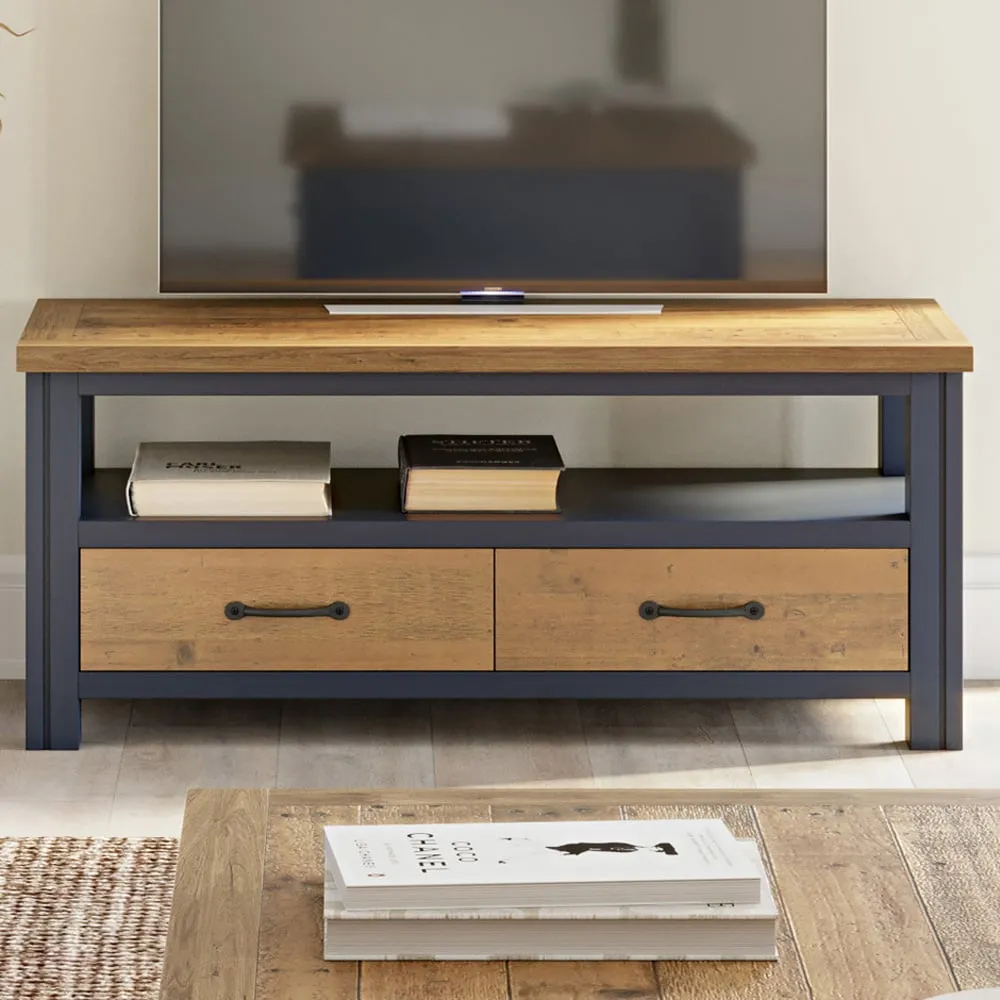 Splash of Blue 2 Drawer Widescreen TV Cabinet - Blue, Wood