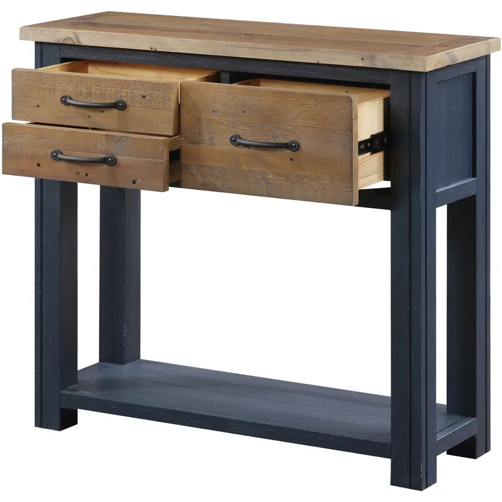 Splash of Blue 3 Drawer Console Table with Shelf - Blue, Wood