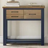 Splash of Blue 3 Drawer Console Table with Shelf - Blue, Wood