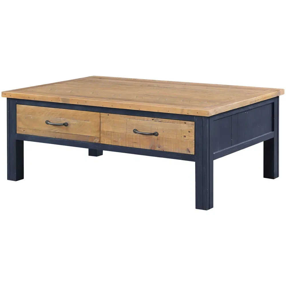 Splash of Blue 4 Drawer Coffee Table - Blue, Wood