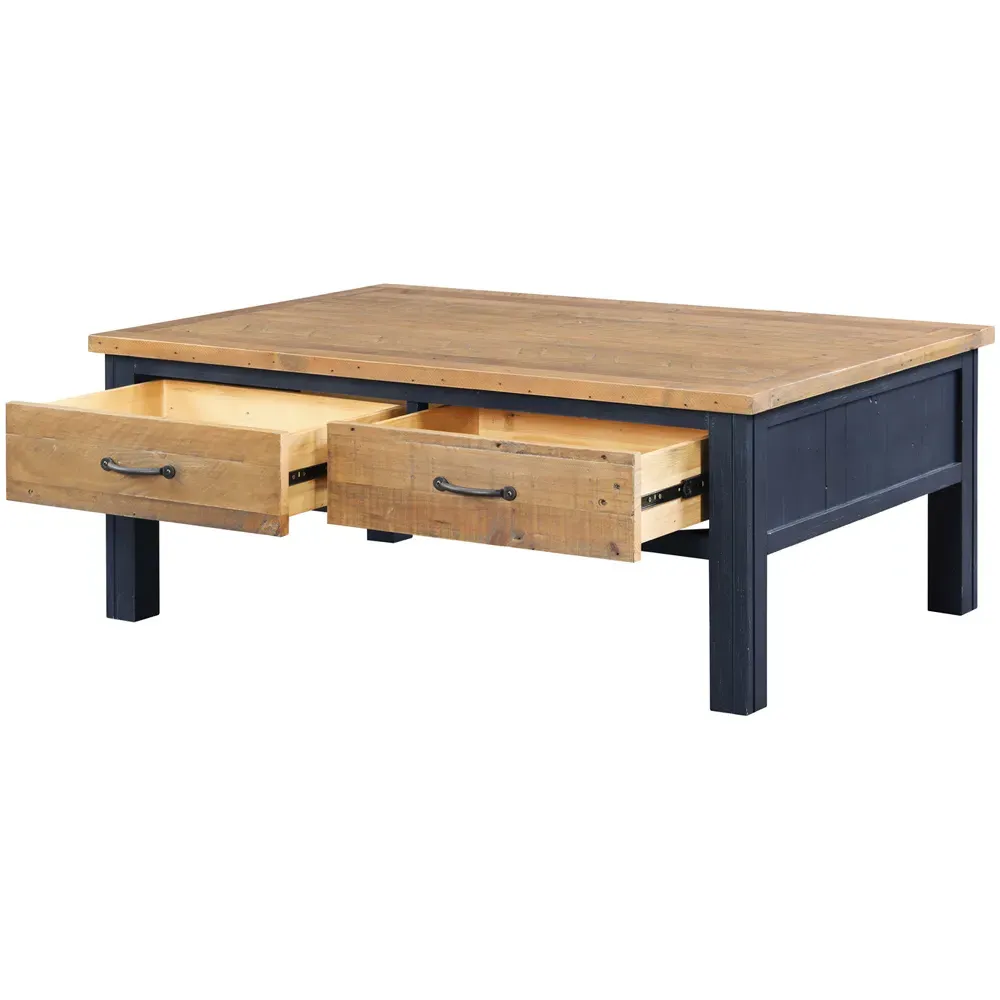 Splash of Blue 4 Drawer Coffee Table - Blue, Wood