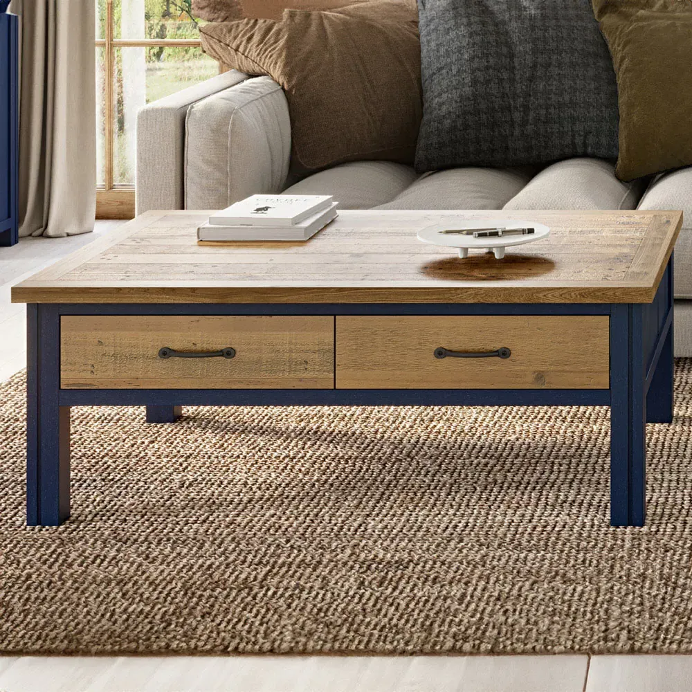 Splash of Blue 4 Drawer Coffee Table - Blue, Wood