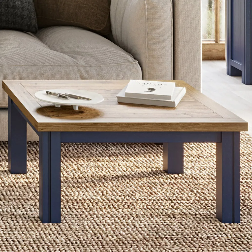 Splash of Blue Square Coffee Table - Blue, Wood